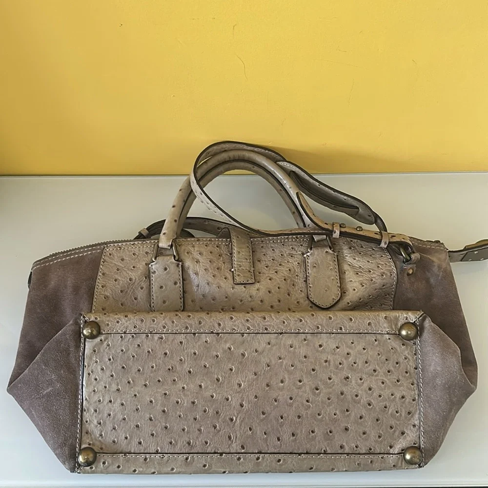 Kate Spade Westward Adventurer Satchel Taupe Ostrich Suede Large  Bag